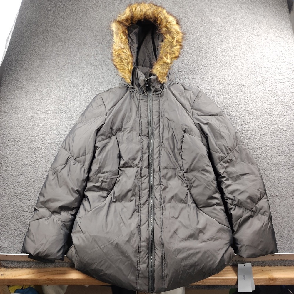 Anne Klein Coat Down Fill Faux Fur Hood Size Medium Womens NWT